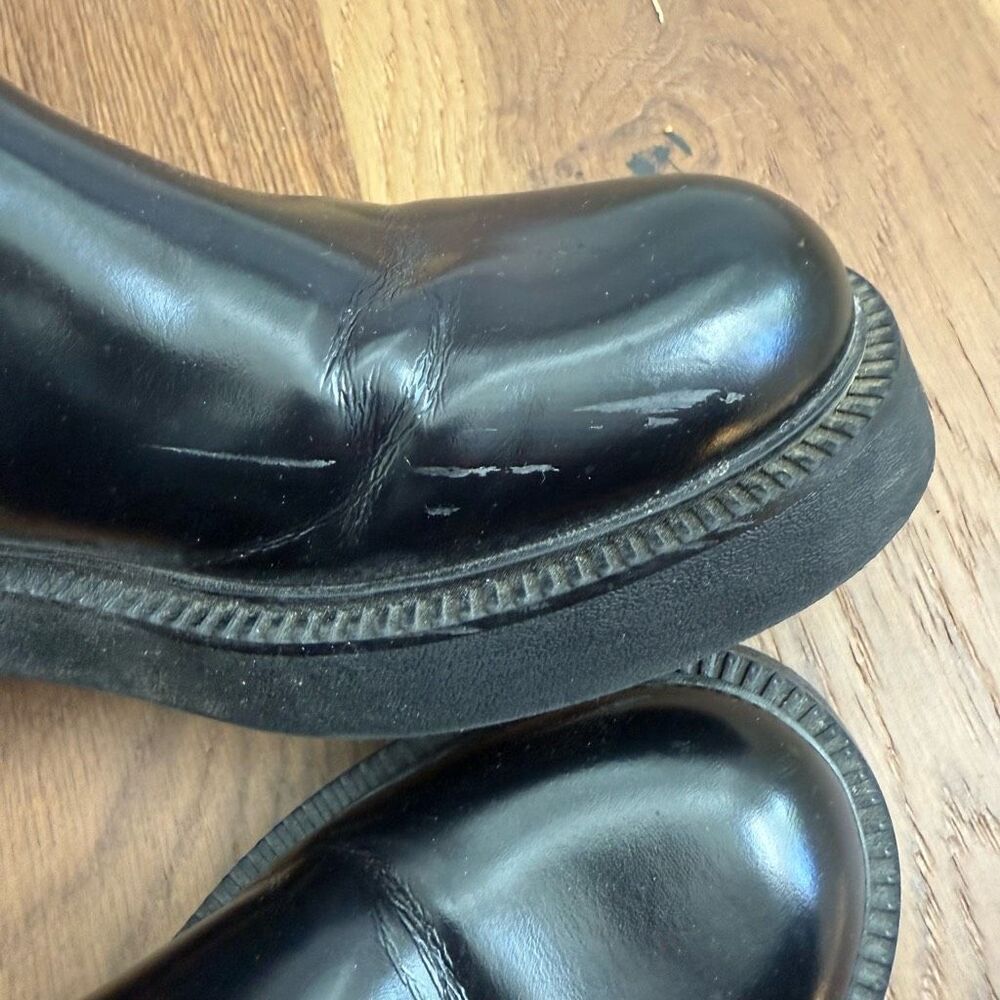 Zara Faux Patent Leather Chelsea Boots Black Block Heel 38 7.5 - Picture 8 of 10